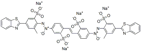 tetrasodium 4,4'-bis[[4-(2-benzothiazolyl-6-methyl)sulphonatophenyl]azoxy]stilbene-2,2'-disulphonate 结构式
