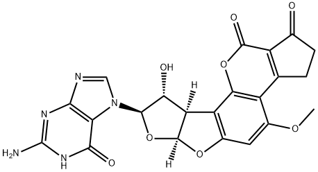 2,3-dihydro-2-(N(7)-guanyl)-3-hydroxyaflatoxin B1 结构式