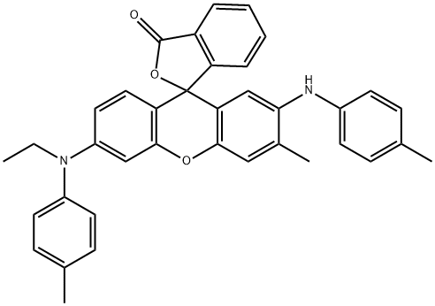 6'-[ethyl(p-tolyl)amino]-3'-methyl-2'-[(p-tolyl)amino]spiro[isobenzofuran-1(3H),9'-[9H]xanthene]-3-one 结构式