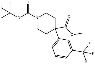 1-BOC-4-[3-(TRIFLUOROMETHYL)PHENYL]-4-PIPERIDINEDICARBOXYLIC ACID METHYL ESTER 结构式