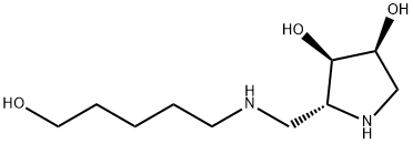 3,4-Pyrrolidinediol, 2-[[(5-hydroxypentyl)amino]methyl]-, (2R,3R,4S)- (9CI) 结构式