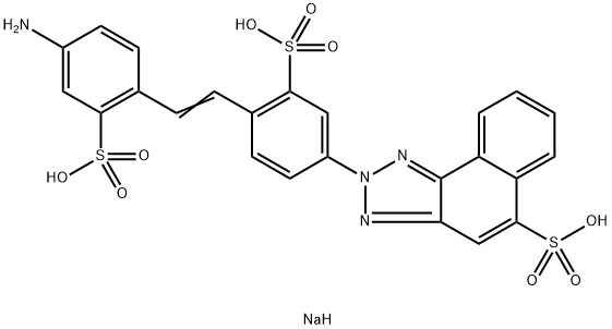 trisodium 2-[4-[2-(4-amino-2-sulphonatophenyl)vinyl]-3-sulphonatophenyl]-2H-naphtho[1,2-d]triazole-5-sulphonate 结构式
