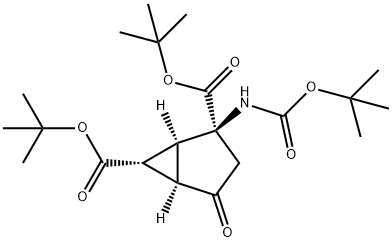 BICYCLO[3.1.0]HEXANE-2,6-DICARBOXYLIC ACID, 2-[[(1,1-DIMETHYLETHOXY)CARBONYL]AMINO]-4-OXO-, BIS(1,1-DIMETHYLETHYL) ESTER, (1S,2S,5R,6R)- (9CI) 结构式