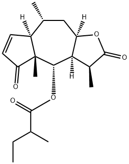 2-Methylbutyric acid [2,3,3a,4,4a,5,7a,8,9,9a-decahydro-3,4a,8-trimethyl-2,5-dioxoazuleno[6,5-b]furan-4-yl] ester 结构式