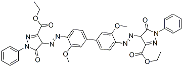 diethyl 4,4'-[(3,3'-dimethoxy[1,1'-biphenyl]-4,4'-diyl)bis(azo)]bis[4,5-dihydro-5-oxo-1-phenyl-1H-pyrazole-3-carboxylate] 结构式