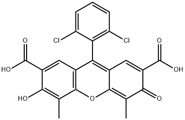 9-(2,6-Dichlorophenyl)-6-hydroxy-4,5-dimethyl-3-oxo-3H-xanthene-2,7-dicarboxylic acid 结构式