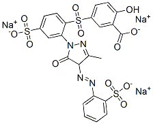 trisodium 5-[[2-[4,5-dihydro-3-methyl-5-oxo-4-[(2-sulphonatophenyl)azo]-1H-pyrazol-1-yl]-4-sulphonatophenyl]sulphonyl]salicylate 结构式