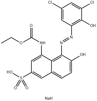 sodium 5-[(3,5-dichloro-2-hydroxyphenyl)azo]-4-[(ethoxycarbonyl)amino]-6-hydroxynaphthalene-2-sulphonate 结构式