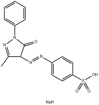 sodium p-[(4,5-dihydro-3-methyl-5-oxo-1-phenyl-1H-pyrazol-4-yl)azo]benzenesulphonate 结构式