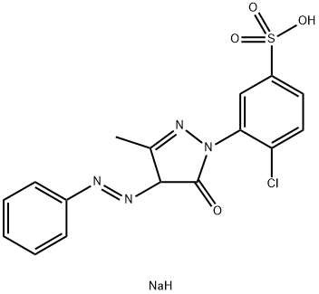 4-氯代-3-[4,5-二氢代-3-甲基-5-氧代-4-苯偶氮基-1H-吡唑-1-基]苯磺酸钠 结构式