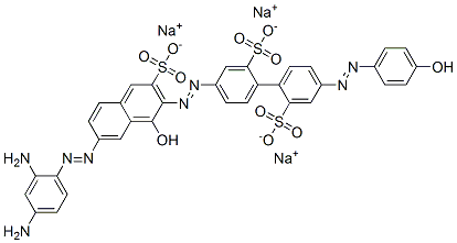 trisodium 4-[[7-[(2,4-diaminophenyl)azo]-1-hydroxy-3-sulphonato-2-naphthyl]azo]-4'-[(4-hydroxyphenyl)azo][1,1'-biphenyl]-2,2'-disulphonate 结构式