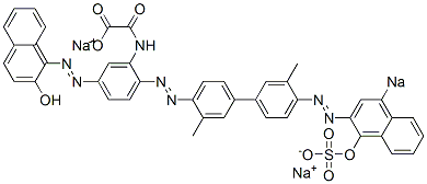 N-[5-[(2-Hydroxy-1-naphthalenyl)azo]-2-[[4'-[(1-hydroxy-4-sodiosulfo-2-naphthalenyl)azo]-3,3'-dimethyl[1,1'-biphenyl]-4-yl]azo]phenyl]oxamidic acid sodium salt 结构式