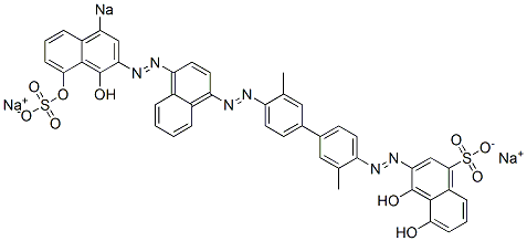 4,5-Dihydroxy-3-[[4'-[[4-[(1,8-dihydroxy-4-sodiosulfo-2-naphthalenyl)azo]-1-naphthalenyl]azo]-3,3'-dimethyl[1,1'-biphenyl]-4-yl]azo]naphthalene-1-sulfonic acid sodium salt 结构式