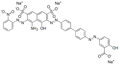 5-[[4'-[[8-Amino-1-hydroxy-7-[(2-nitrophenyl)azo]-3,6-disulfo-2-naphtyl]azo]-1,1'-biphenyl-4-yl]azo]-2-hydroxybenzoic acid trisodium salt 结构式