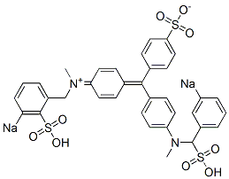 N-Methyl-N-[4-[[4-[N-methyl-N-(3-sodiosulfobenzyl)amino]phenyl](4-sulfonatophenyl)methylene]-2,5-cyclohexadien-1-ylidene]-3-sodiosulfobenzenemethanaminium 结构式