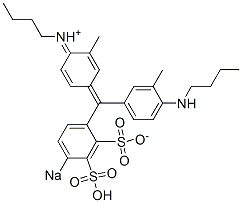 N-[4-[(4-Butylamino-3-methylphenyl)(2-sulfonato-4-sodiosulfophenyl)methylene]-2-methyl-2,5-cyclohexadien-1-ylidene]-1-butanaminium 结构式