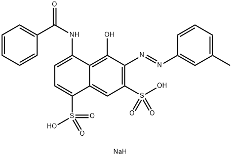 disodium 4-(benzoylamino)-5-hydroxy-6-[(m-tolyl)azo]naphthalene-1,7-disulphonate  结构式