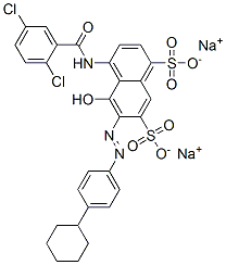 disodium 6-[(4-cyclohexylphenyl)azo]-4-[(2,5-dichlorobenzoyl)amino]-5-hydroxynaphthalene-1,7-disulphonate 结构式