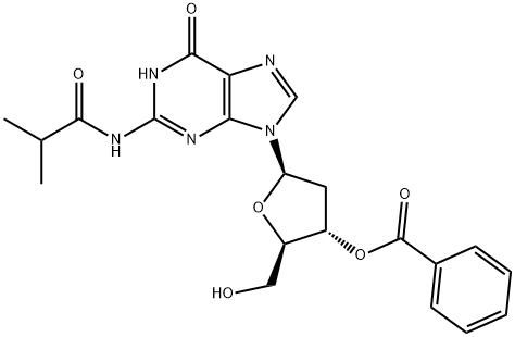 3'-O-苯甲酰基-2'-脱氧-N2-异丁酰基鸟苷 结构式