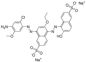 4-[(4-Amino-2-chloro-5-methoxyphenyl)azo]-2-ethoxy-2'-hydroxy-[1,1'-azobisnaphthalene]-6,6'-disulfonic acid disodium salt 结构式