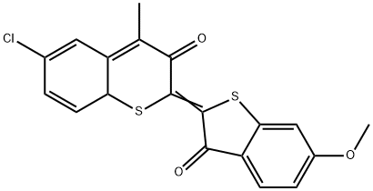 6-chloro-2-(6-methoxy-3-oxobenzo[b]thien-2(3H)-ylidene)-4-methylbenzo[b]thiophene-3(2H)-one  结构式