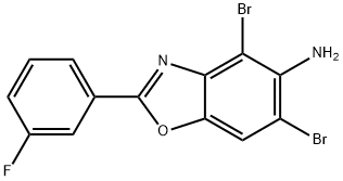 4,6-DIBROMO-2-(3-FLUOROPHENYL)-1,3-BENZOXAZOL-5-AMINE 结构式