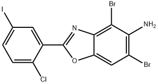 4,6-DIBROMO-2-(2-CHLORO-5-IODOPHENYL)-1,3-BENZOXAZOL-5-AMINE 结构式