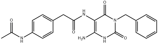 Benzeneacetamide,  4-(acetylamino)-N-[4-amino-1,2,3,6-tetrahydro-2,6-dioxo-1-(phenylmethyl)-5-pyrimidinyl]- 结构式
