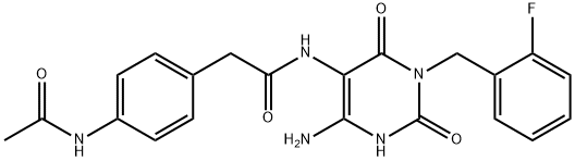 Benzeneacetamide,  4-(acetylamino)-N-[4-amino-1-[(2-fluorophenyl)methyl]-1,2,3,6-tetrahydro-2,6-dioxo-5-pyrimidinyl]- 结构式