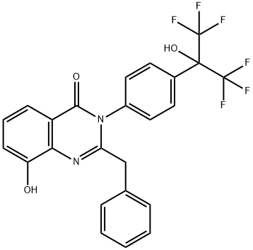 4(3H)-Quinazolinone,  8-hydroxy-2-(phenylmethyl)-3-[4-[2,2,2-trifluoro-1-hydroxy-1-(trifluoromethyl)ethyl]phenyl]- 结构式