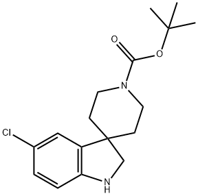 5-氯螺[吲哚啉-3,4-哌啶]-1-羧酸叔丁酯 结构式