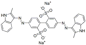 4,4'-Bis[(2-methyl-1H-indol-3-yl)azo]-1,1'-biphenyl-2,2'-disulfonic acid disodium salt 结构式