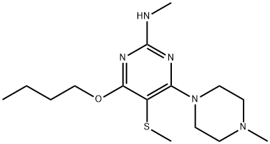 6-Butoxy-2-methylamino-4-(4-methylpiperazino)-5-(methylthio)pyrimidine 结构式