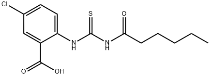 5-CHLORO-2-[[[(1-OXOHEXYL)AMINO]THIOXOMETHYL]AMINO]-BENZOIC ACID 结构式