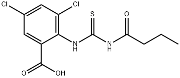 3,5-DICHLORO-2-[[[(1-OXOBUTYL)AMINO]THIOXOMETHYL]AMINO]-BENZOIC ACID 结构式