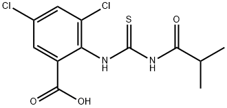 3,5-DICHLORO-2-[[[(2-METHYL-1-OXOPROPYL)AMINO]THIOXOMETHYL]AMINO]-BENZOIC ACID 结构式