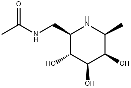 Acetamide, N-[[(2R,3R,4R,5R,6S)-3,4,5-trihydroxy-6-methyl-2-piperidinyl]methyl]- (9CI) 结构式