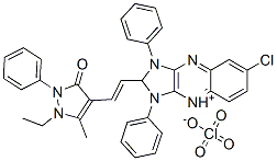 6-chloro-2-[2-(1-ethyl-2,3-dihydro-5-methyl-3-oxo-2-phenyl-1H-pyrazol-4-yl)vinyl]-1,3-diphenyl-1H-imidazo[4,5-b]quinoxalinium perchlorate 结构式