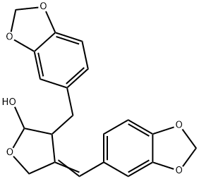 3-(1,3-Benzodioxol-5-ylmethyl)-4-(1,3-benzodioxol-5-ylmethylene)tetrahydrofuran-2-ol 结构式
