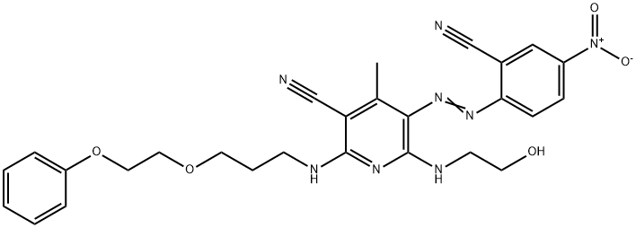 5-(2-氰基-4-硝基苯偶氮基)-6-(2-羟乙基氨基)-4-甲基-2-[[3-(2-苯氧基乙氧基)丙基]氨基]-3-吡啶甲腈 结构式