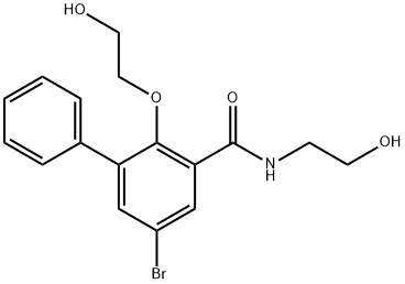 5-Bromo-2-(2-hydroxyethoxy)-N-(2-hydroxyethyl)-3-phenylbenzamide 结构式