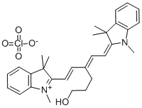 2-[(1E,3E)-3-(3-HYDROXYPROPYL)-5-(1,3,3-TRIMETHYL-1,3-DIHYDRO-2H-INDOL-2-YLIDENE)-1,3-PENTADIENYL]-1,3,3-TRIMETHYL-3H-INDOLIUM PERCHLORATE 结构式