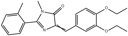 4H-Imidazol-4-one,  5-[(3,4-diethoxyphenyl)methylene]-3,5-dihydro-3-methyl-2-(2-methylphenyl)- 结构式