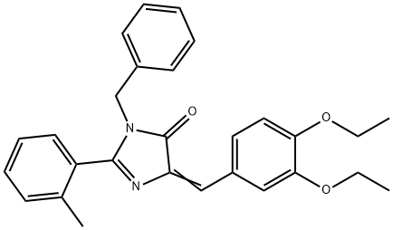 4H-Imidazol-4-one,  5-[(3,4-diethoxyphenyl)methylene]-3,5-dihydro-2-(2-methylphenyl)-3-(phenylmethyl)- 结构式