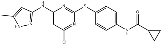 N-[4-[[4-氯-6-(5-甲基-2H-吡唑-3-氨基)嘧啶-2-基]磺酰基]苯基]氨基环丙羧酸 结构式