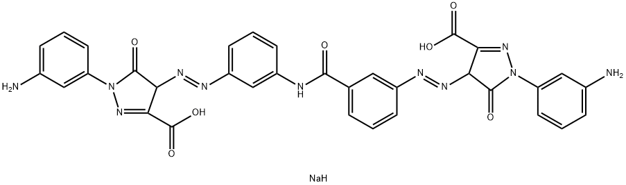 disodium 1-(3-aminophenyl)-4-[[3-[[3-[[1-(3-aminophenyl)-3-carboxylato-4,5-dihydro-5-oxo-1H-pyrazol-4-yl]azo]benzoyl]amino]phenyl]azo]-4,5-dihydro-5-oxo-1H-pyrazole-3-carboxylate 结构式