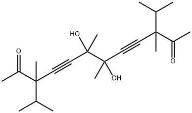 6,7-Dihydroxy-3,6,7,10-tetramethyl-3,10-diisopropyl-4,8-dodecadiyne-2,11-dione 结构式