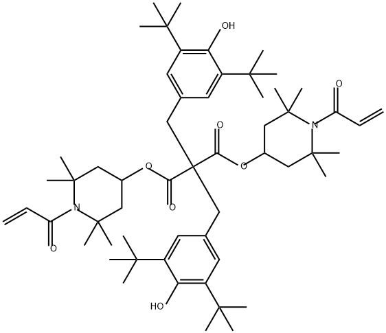 bis[2,2,6,6-tetramethyl-1-(oxoallyl)-4-piperidyl] bis[[3,5-bis(1,1-dimethylethyl)-4-hydroxyphenyl]methyl]malonate 结构式