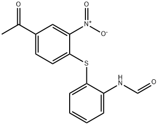 2-Nitro-4-acetylphenyl(2-formylaminophenyl) sulfide 结构式
