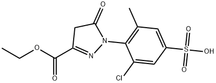 1-(2-chloro-4-sulfo-6-methylphenyl)-5-pyrazolone-3-carboxylic acid ethyl ester 结构式